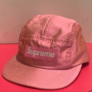 Supreme fw17 Pink Raw Silk Camp Cap